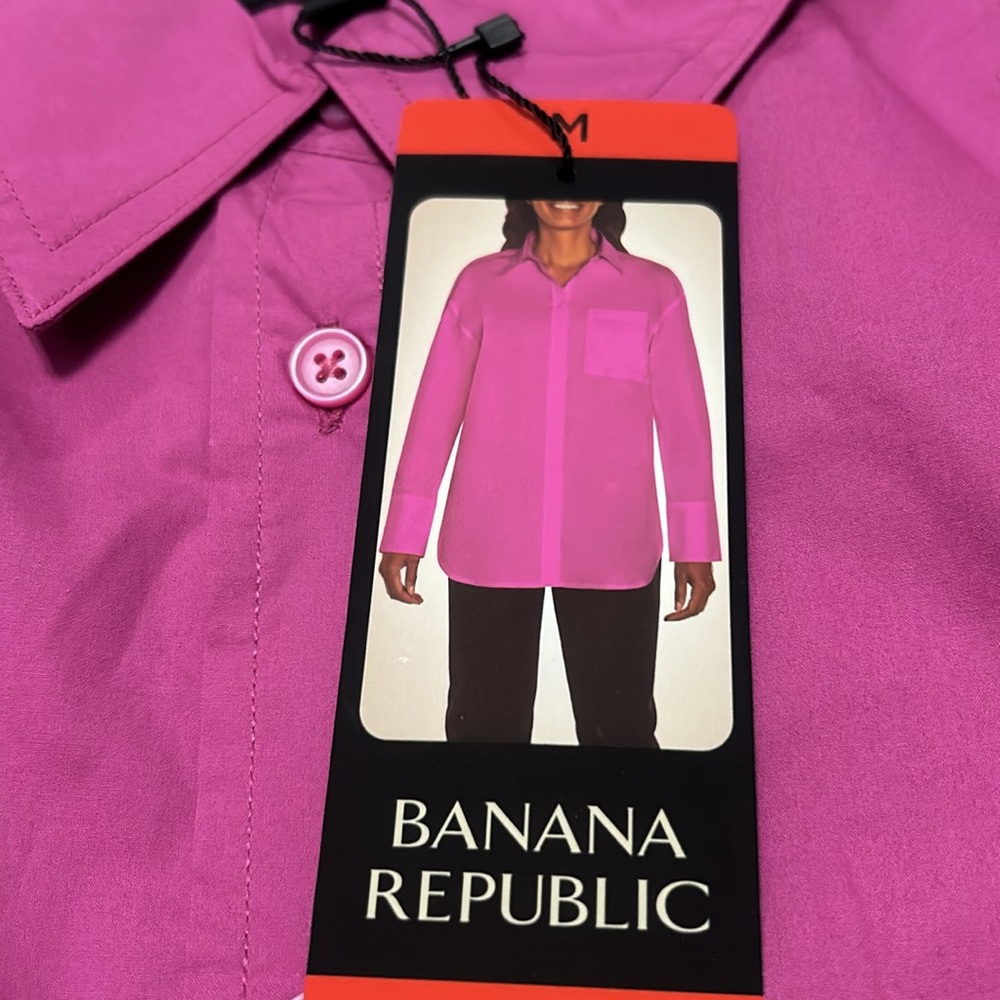 NWT Banana Republic Womens Oversized pink Button Down Shirt Size M